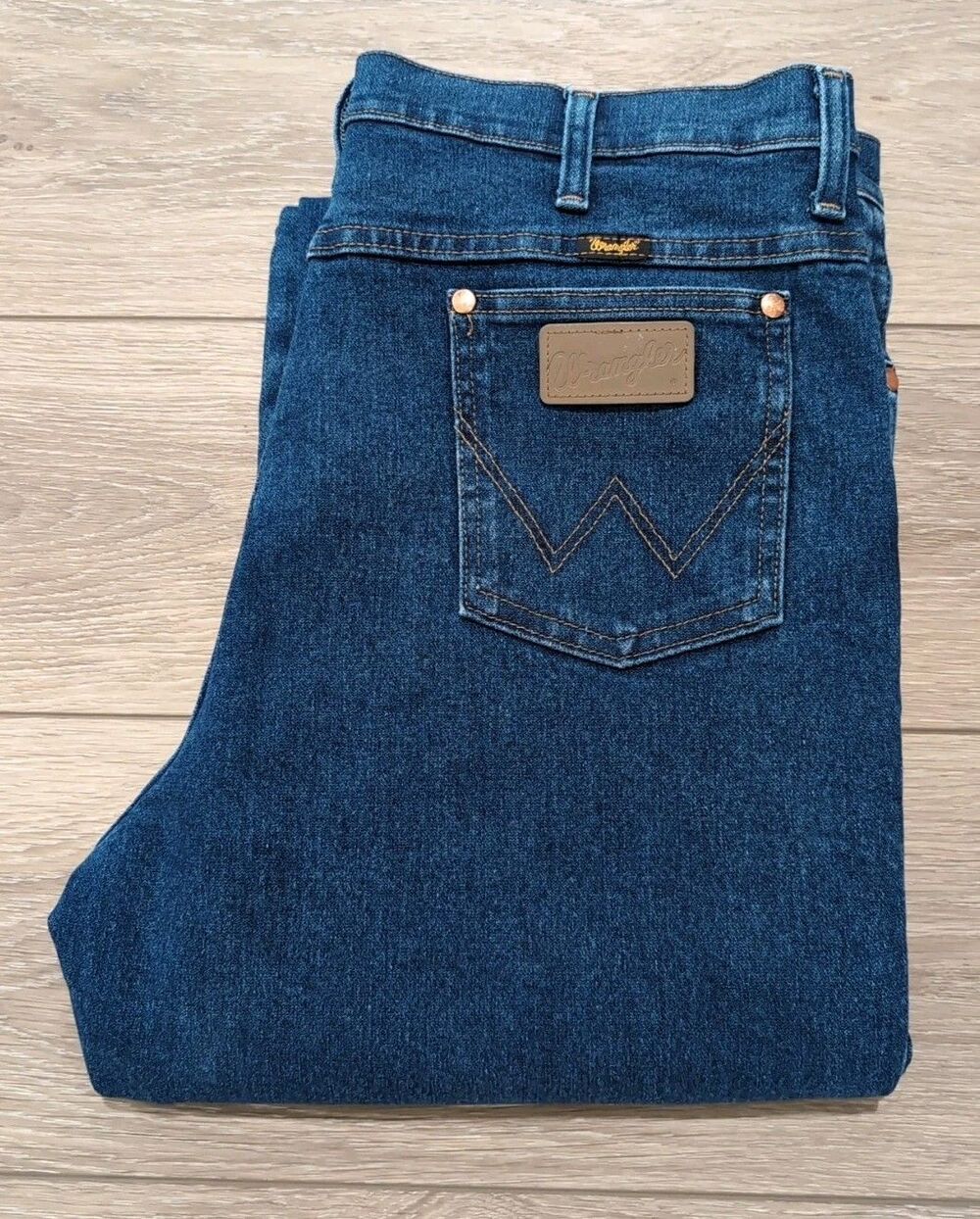 WRANGLER A302 BLUE DENIM STRAIGHT STRETCH JEANS COWBOY SIZE 36x34 EUC